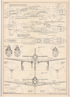 Dornier Do335 - 1/72 рисунок Артура Бентли, 600dpi «Скэйл Моделс», Том 6 номер 70, Июль 1975